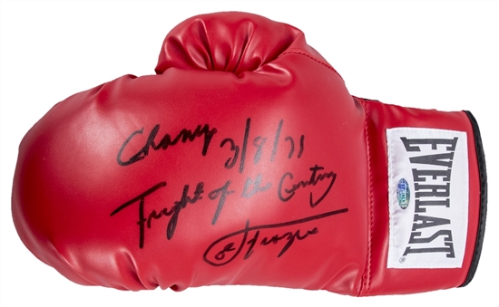 Joe Frazier Autographed and Inscribed "Fight of the Century" Red Everlast Glove (Steiner)